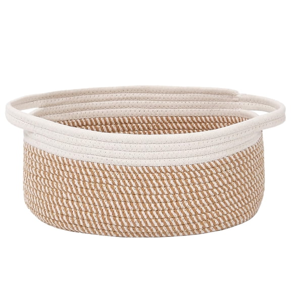 Small Gift Basket, 12 x 8 x 5 in Cotton Rope Woven Basket with Handles, Empty Gift Basket with Ribbon and Bag for Birthday, Baby Shower, Toys and Storage