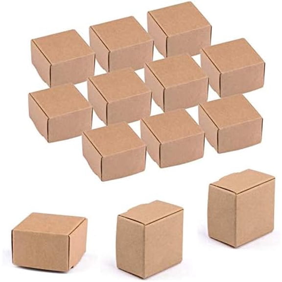 Small Gift Boxes 100 Pack, Kraft Gift Boxes Bulk 1.57’’ × 1.57’’ × 0.98’’, Ring Boxes Bulk, Small Cardboard Boxes for Jewelry Packaging, Brown