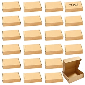 24 Pcs Small Gift Boxes with Lids, Natural Wood-Look Square Paper Packaging, Sturdy & Space-Saving, Ideal for Presents, Crafts, and Storage Organization