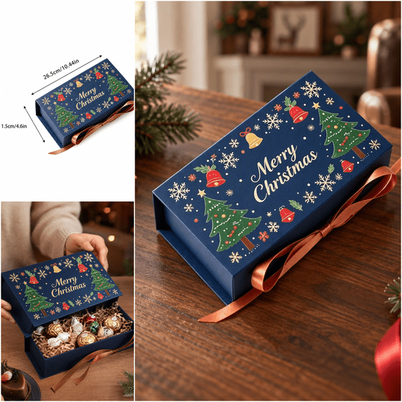 Container Box Warehouse Small Gift Boxes With Lids and Ribbon Bow, Christmas Decorative ...