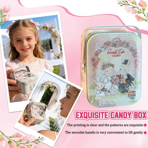 Small Gift BoxeswithLids, Decorative Storage BoxeswithLids, Wedding Keepsake Box, Floral Supplies, BoxesforTreats, Portable Tin Container, 6X4 In, 1 Pc, Christmas