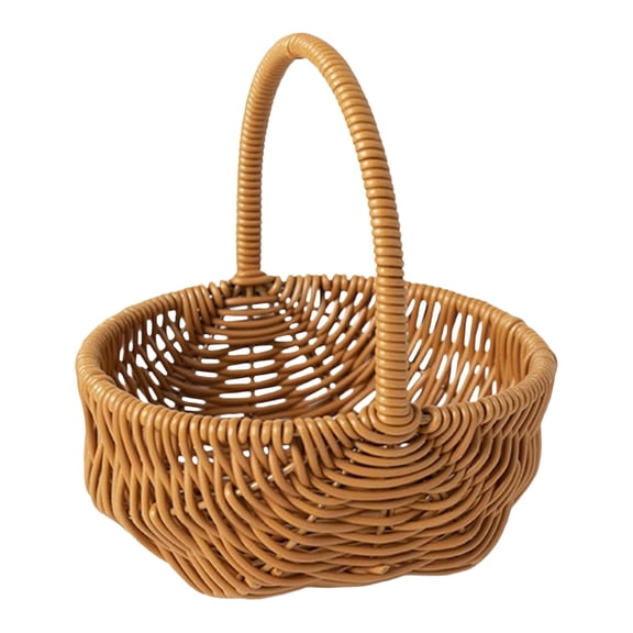 Small Gift Wicker Picnic Basket with Handle, Willow Flower Basket for Weddings, Garden and Home Decor, Handmade Woven Wicker Storage Basket for Shopping Bath Storage Easter Eggs,Coffee-1pc