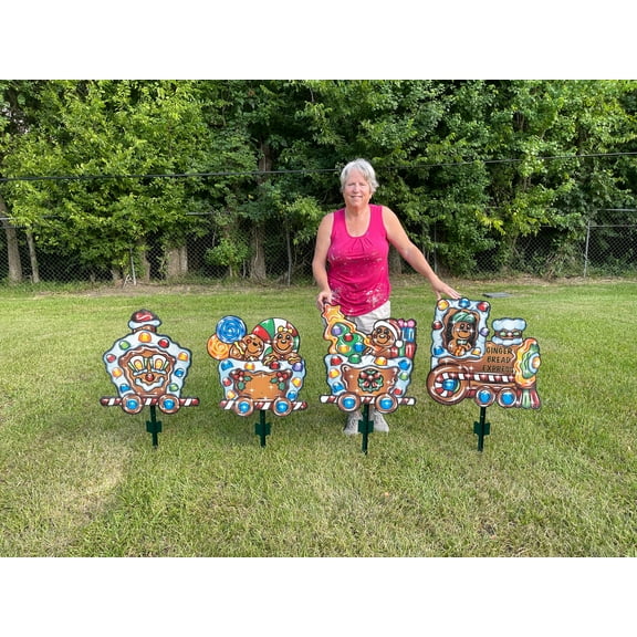 Small Ginger Bread Train Christmas Yard Art