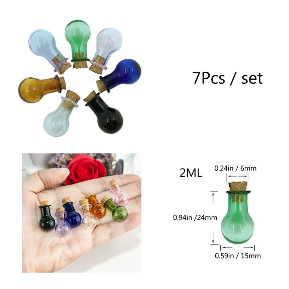 Small Glass Bottle Cute Glass Bottle with Cork,Bulb Shape,Suitable for Decoration Holiday Gifts Wedding decoration - 7pcs