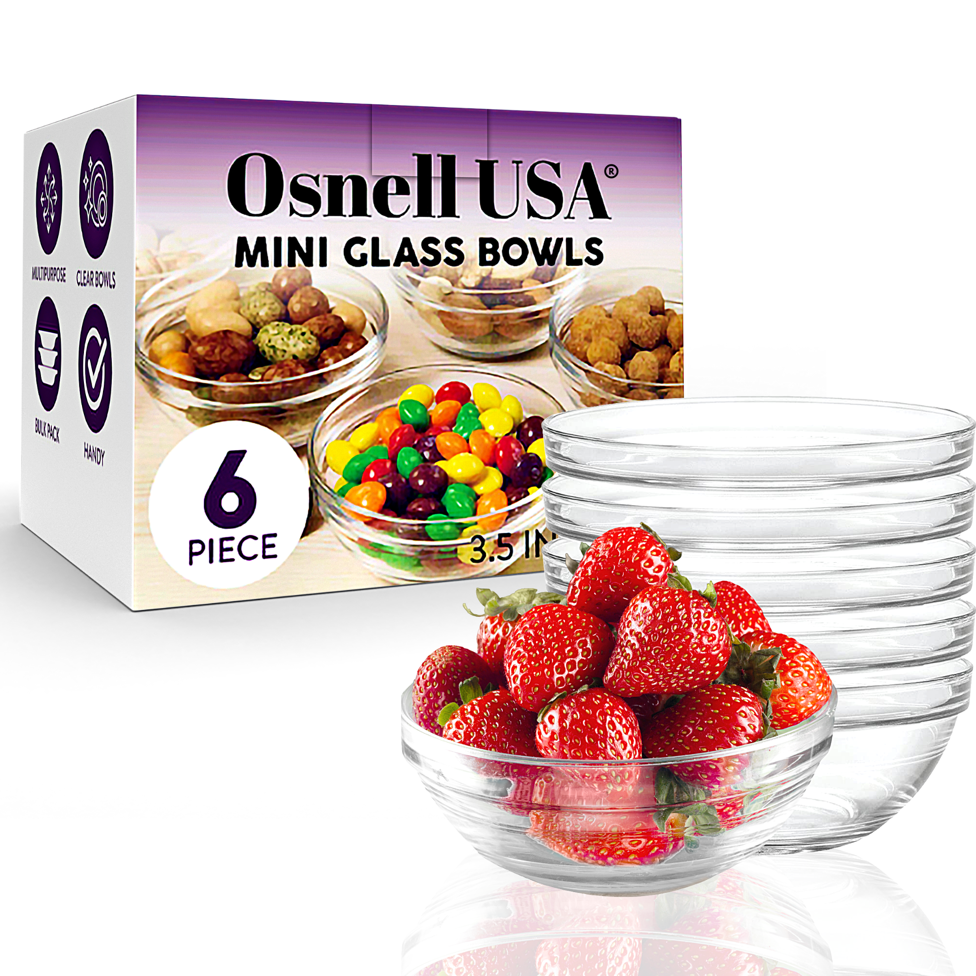 SZUAH 3.5 inch Small Glass Bowls 12 Pack Prep Bowls Serving Bowls 4.5 oz Microwavable Stackable Clear Glass Bowls for Kitchen, Dessert, Dips, Nut