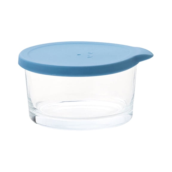 Small Glass Bowls with Airtight Lids-6.7/8.7oz Stackable Custard Cups-Clear Food Prep Bouillon Cups & Mixing Bowls + Lids for Sauces Dips, Nuts Oats, Candy Dessert, Cereal, 1Pc(Blue,4x3x2.1")