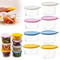 thumbnail image 1 of 1 PC Small Glass Bowls With Airtight Lids,Sauce Containers, Salad Dressing Container,Airtight Leak Proof 8oz Stackable Custard Cups Prep Bouillon Cups & Mixing Bowls For Dips Candy Dessert Microwave, 1 of 10