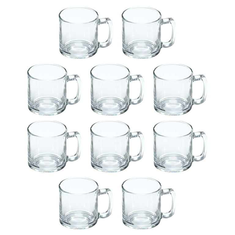 Small Glass Coffee Mugs 9 oz. Set of 10, Bulk Pack - Perfect for Coffee,  Tea, Espresso, Hot Cocoa, Other Beverages - Clear
