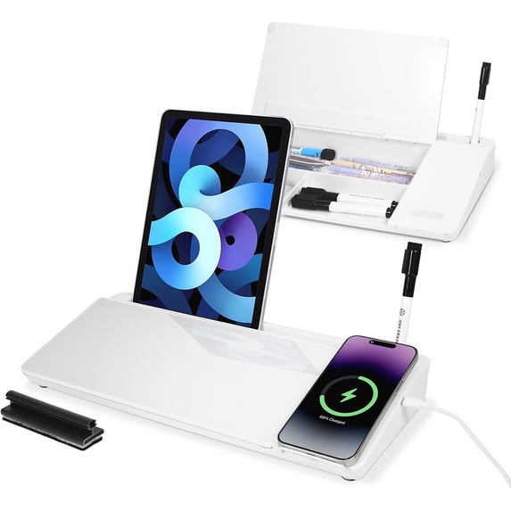 Computer Keyboard Controller Board Small Glass Desktop Whiteboard Dry Erase Board with Wireless Charger ...