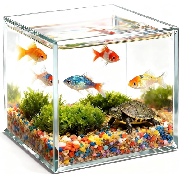 Small Glass Fish Tank, 5.9x4.3x5.1 Inch Rimless Aquarium, 0.7 Gallon Small quarium, Ultra Clear Glass Thickness 4mm (5.9x4.3x5.1)