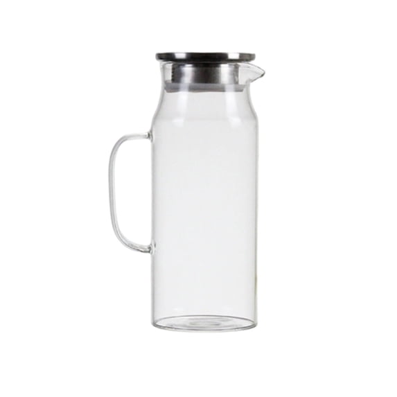 Small Glass Pitcher with Lid and Handle, Glass Carafe for Hot/Cold Water, Iced Tea Jug for Coffee, Juice and Homemade Beverage