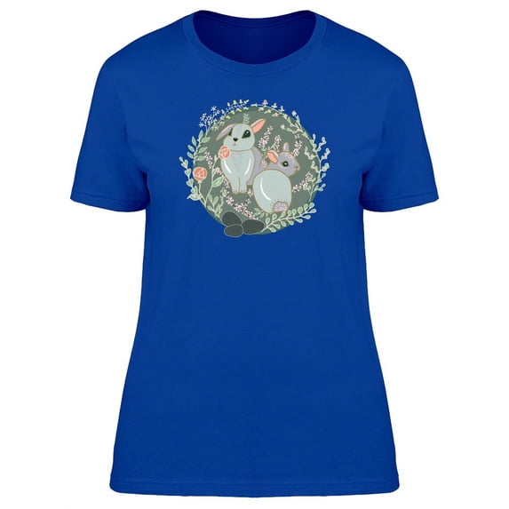 Small Glossy Rabbits Wreath T-Shirt Women -Image by Shutterstock, Female Large