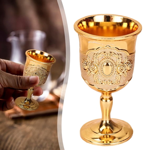 Small Goblet, Glasses, Vintage Chalice Medieval Goblet, Ornate Metal Shot Glass Goblet, Medieval Engraved Chalice, Novelty Ceremonial Drinkware Glasses 1.37x2.6 Inch 1Pcs