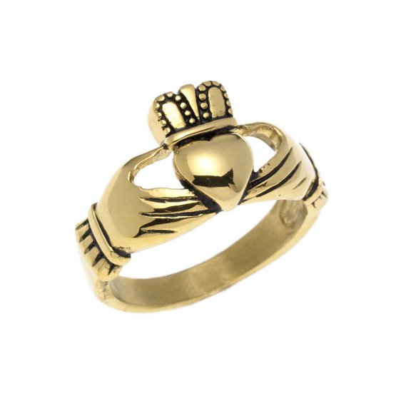 Small Gold Claddagh Ring - Irish Celtic Symbol of Love, Loyalty & Friendship size 8