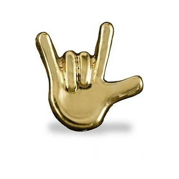 Small Gold Hand I Love You Sign Language Deaf Awareness Tac Pins