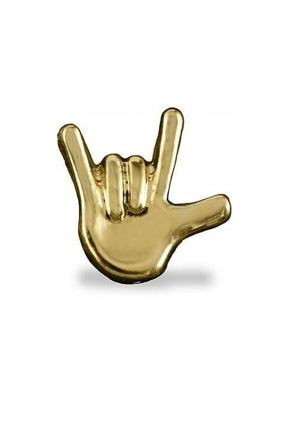 Small Gold Hand I Love You Sign Language Deaf Awareness Tac Pins