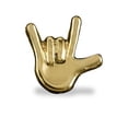 thumbnail image 1 of Small Gold Hand I Love You Sign Language Deaf Awareness Tac Pins, 1 of 3
