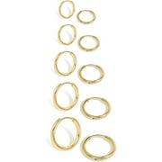 KESHAN Small Gold Hoop Earrings Lightweight Hinged Huggie Hoop Earrings for Lobe Cartilage Helix Tiny Hoops Earrings in Gold Plated Silver Black for Women Men Girls (Set of 1 - 5 Pairs)