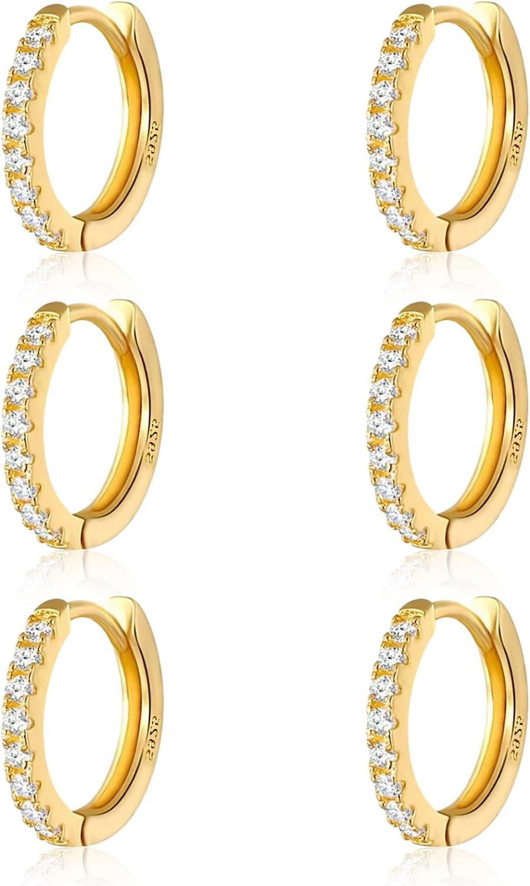 Small Gold Huggie Hoop Earrings for Women 14K Real Gold Hypoallergenic