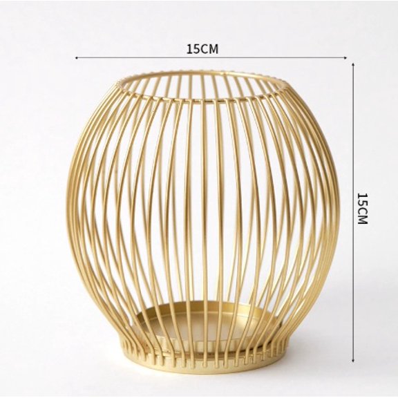 Small Gold Lantern Candlestick - Nordic Style Ornament, In Stock, Wholesale, Home Use, European Style Iron Art Craft, Living Room Candle Base, Dining Table Decoration Candlestick