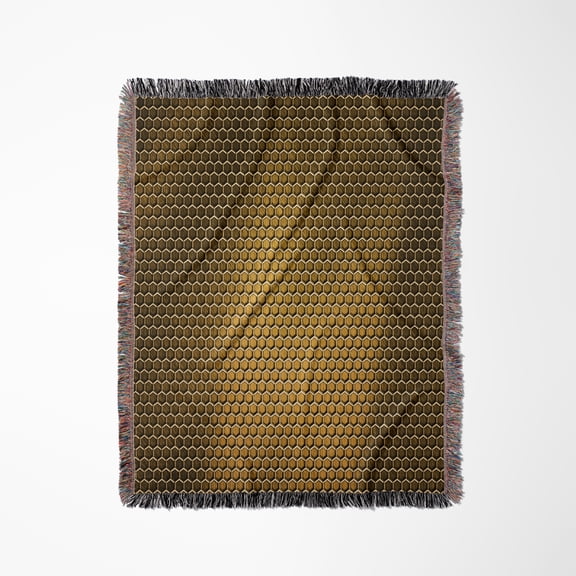 Small Gold Metal Effect Honeycomb Pattern, Woven Blanket