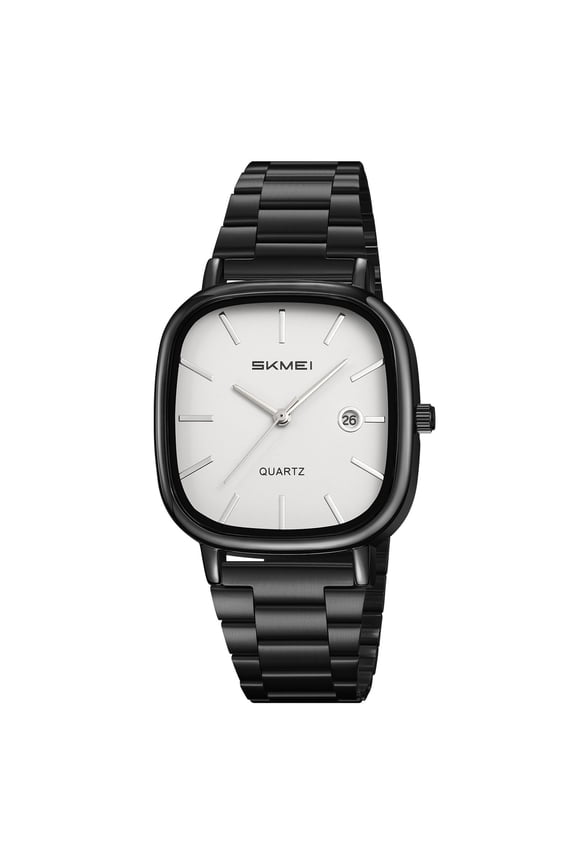 Small Gold Quartz Watch with Date Display Elegant Square Design