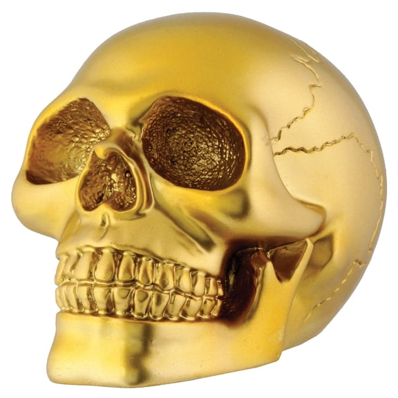Small Gold Skull Skeleton Figurine Miniature Halloween Decoration 2.75 In