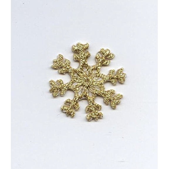 Small - Gold Snowflake - Iron on Applique/Embroidered Patch