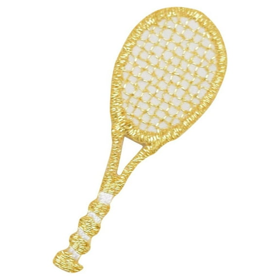 Small Gold Tennis Racket - Iron on Applique/Embroidered Patch