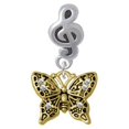 thumbnail image 1 of Small Gold Tone Antiqued Crystal Butterfly - Clef Note Charm Bead, 1 of 1