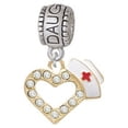 thumbnail image 1 of Small Gold Tone Crystal Heart with Nurse Hat - Daughter Charm Bead, 1 of 1