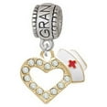 thumbnail image 1 of Small Gold Tone Crystal Heart with Nurse Hat - Grandmother Charm Bead, 1 of 1