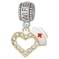 thumbnail image 1 of Small Gold Tone Crystal Heart with Nurse Hat - Wife Charm Bead, 1 of 1