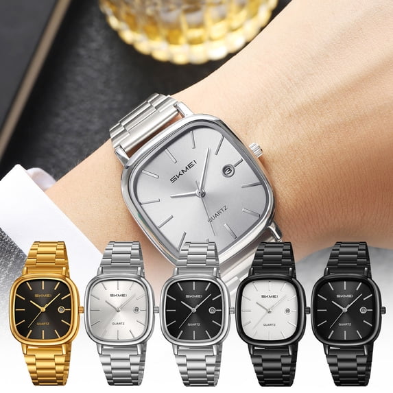 Small Gold Tone Square Calendar Quartz Watch - Sleek Mini Gold Square Dial Watch, Date Display, Precise Quartz Movement, Elegant Casual Formal Wear for Women Girls Daily Use, 1.8*1.4in, A