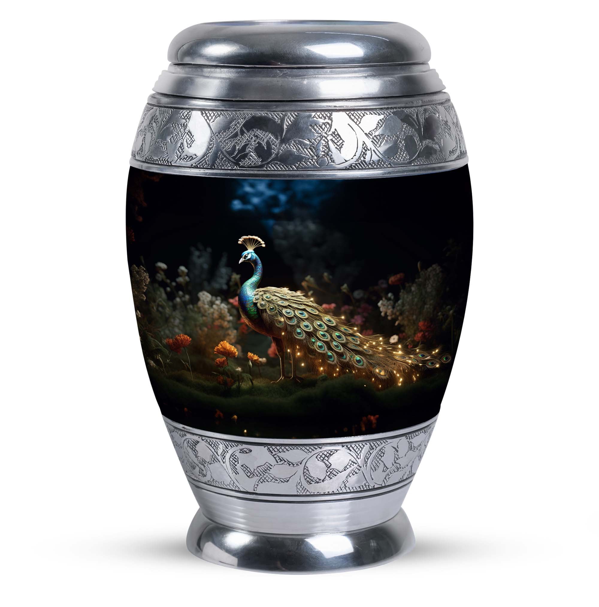 Small Golden Peacock In Blooming Keepsake Urns For Human Ashes - Urns For Adults Men & Womem - Urn For Human Ashes Adult - Unique Small Ash Urns For Human Remains (Size - 3inch, 1pcs)
