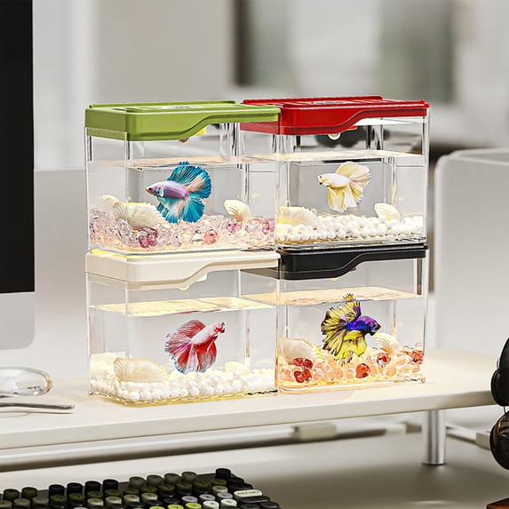 Small Goldfish Tank | Transparent Desktop Aquarium, Multifunctional Home Décor, Space-Saving, Easy Maintenance, Modern Living Room Accent, 12x10x8cm, Multiple Colors