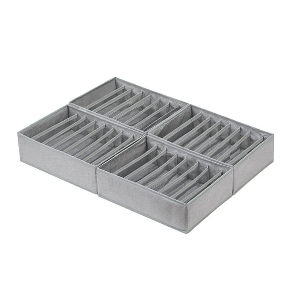 Small Gray 4 Pack Drawer Organizers, 8 Grid Foldable Closet Storage for Clothing