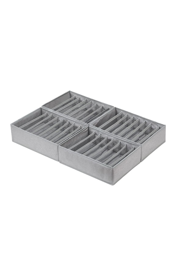 Small Gray 4 Pack Drawer Organizers, 8 Grid Foldable Closet Storage for Clothing