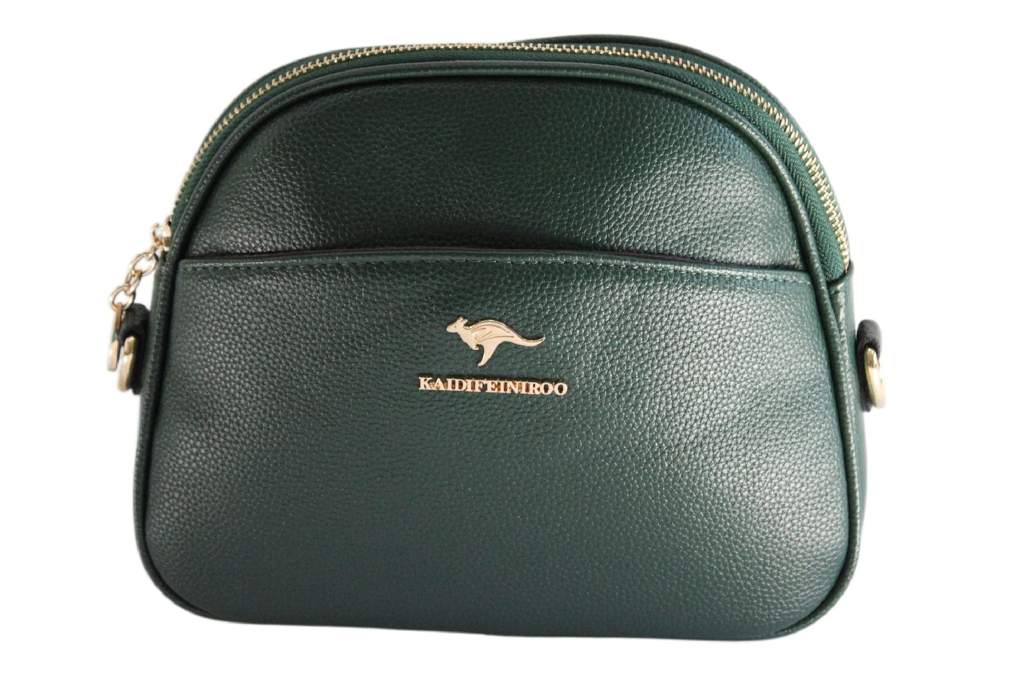 Small Green Faux Leather Crossbody Handbag for Women - Stylish Lightweight Crossbody Messenger Bag - Vegan Leather Durable Shoulder Purse for Fashionable Ladies