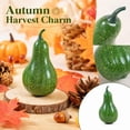thumbnail image 1 of Small Green Gourd Decoration with Curved Hobby and Speckled Finish, 1 Piece, Green with Yellow Accents, for Fall Table Centerpiece, Halloween Decor, 1 of 4