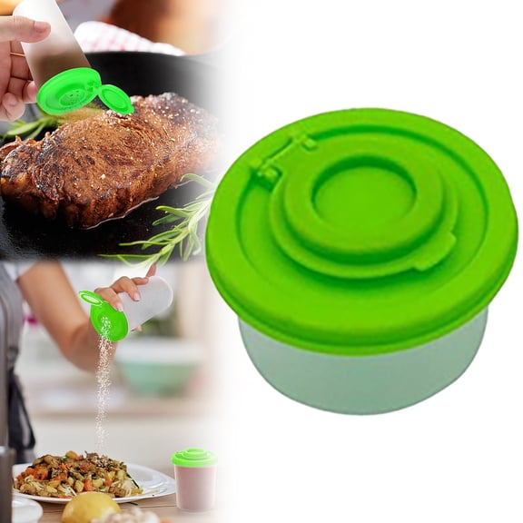 Small Green Mini Condiment Bottle, Airtight Plastic Pepper Shaker, Clear Plastic Condiment Bottles, Airtight Lids, for Salt, Pepper, Kitchen Use, By Kingtowag