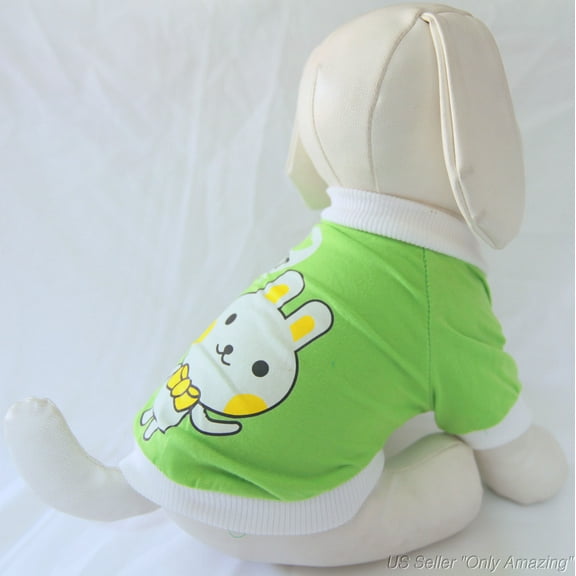 Small Green Sweatshirt Clothes Cartoon Rabbit Print Apparel Pet Dog Cat