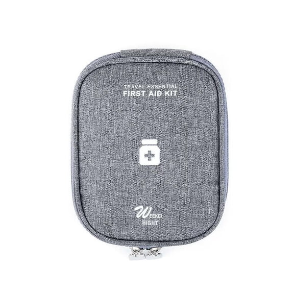 Small Grey Travel Toiletry Bag, Portable Emergency Medical Kit for Students, Home & Outdoor Use