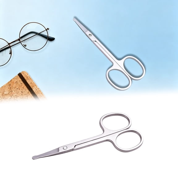 Small Grooming Scissors, Stainless Eyebrow Nose and Mustache Trimming Shears, Silver
