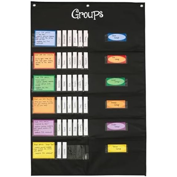 Small Group Management Pocket Chart with Folder Pockets - 26.75" x 40.75" - 1 Set
