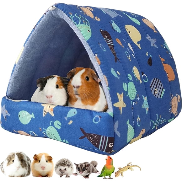Small Guinea Pig Bed, Guinea Pig Hideout Hamster Bed Rabbit House, Washable Warm Sleeping House for Small Pet, Ferret, Chinchilla, Bunnies| Winter & All Seasons