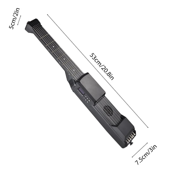 Small Guitar Midi 7 Frets Smart Electric Guitar Silent Practice Digital Tuner Metronome Function Pocket Portable Folk MIDI Multifunctional Guitar with Digital Capo for Beginners Travel Portable