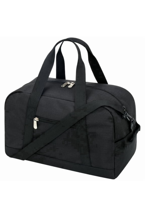 Small gym bag, mini duffel bag for travel and sports, lightweight 14-inch, black