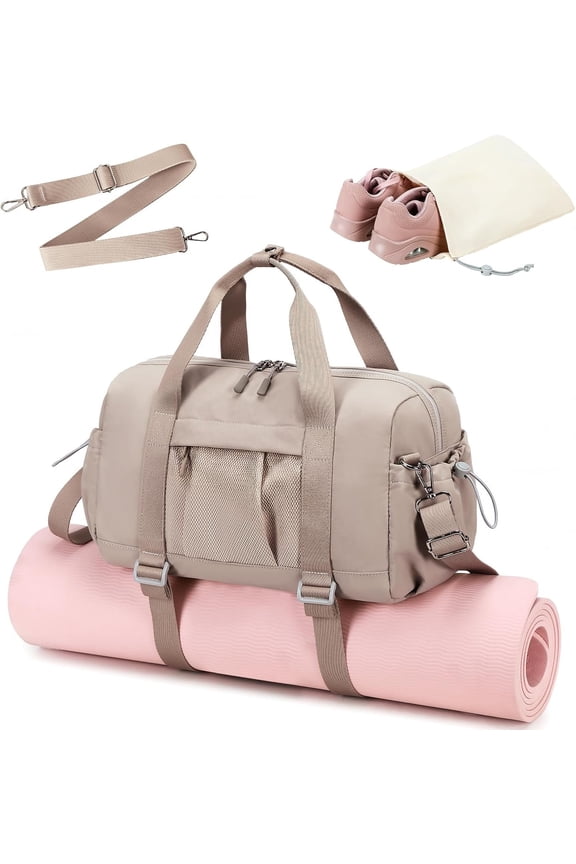 Small Gym Bag for Women, Mini Duffle Bag with Yoga Mat Holder Lightweight Carry   Bag with Separate Shoe Pocket & Wet Pocket Duffel Bags Dance Yoga Workout Bag
