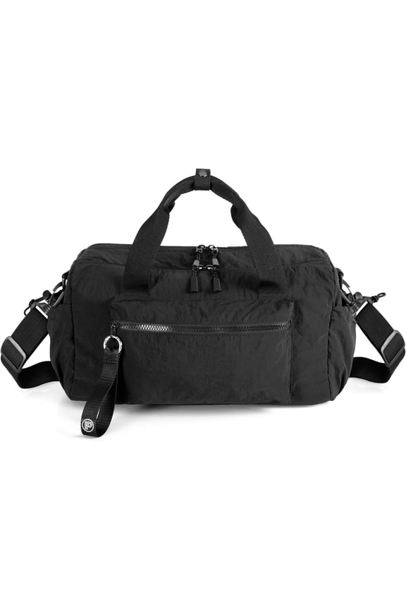 Small Gym Bag for Women, Mini Duffle Bag with Wet Compartment, 12L Travel Carry Weekender Bag for , Workout and Fitness, Black